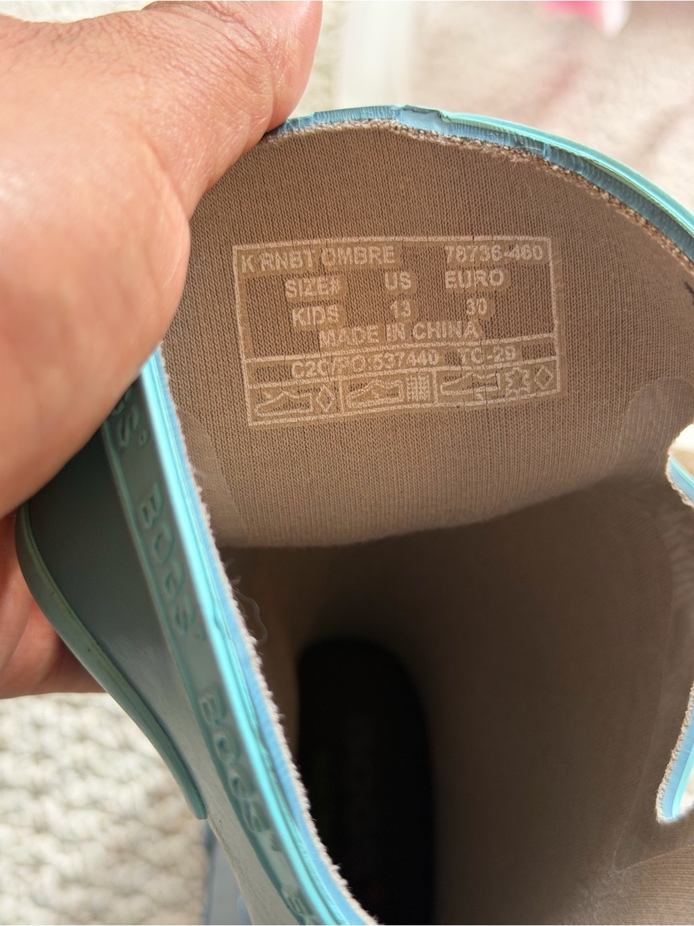 BOGS Kids Rain Boots Size 13 Waterproof Tall Rubber Boots Teal Blue - Picture 8 of 11